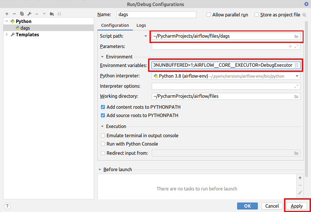 Add environment variable pycharm