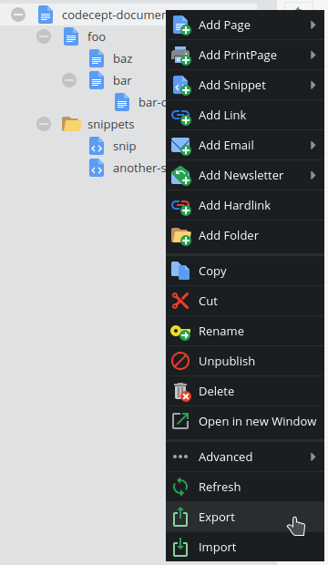 Context menu