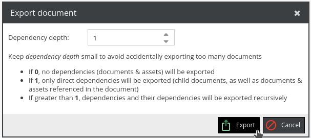 Export dialog