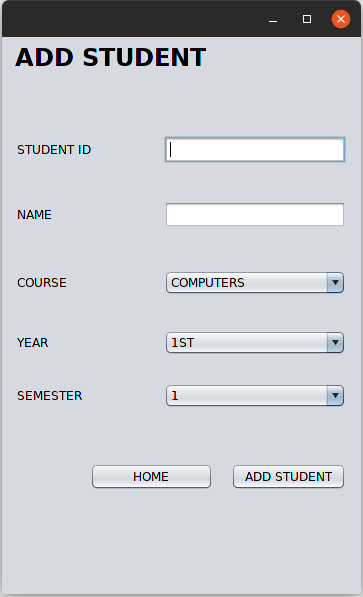 Add Student Screen Screenshot