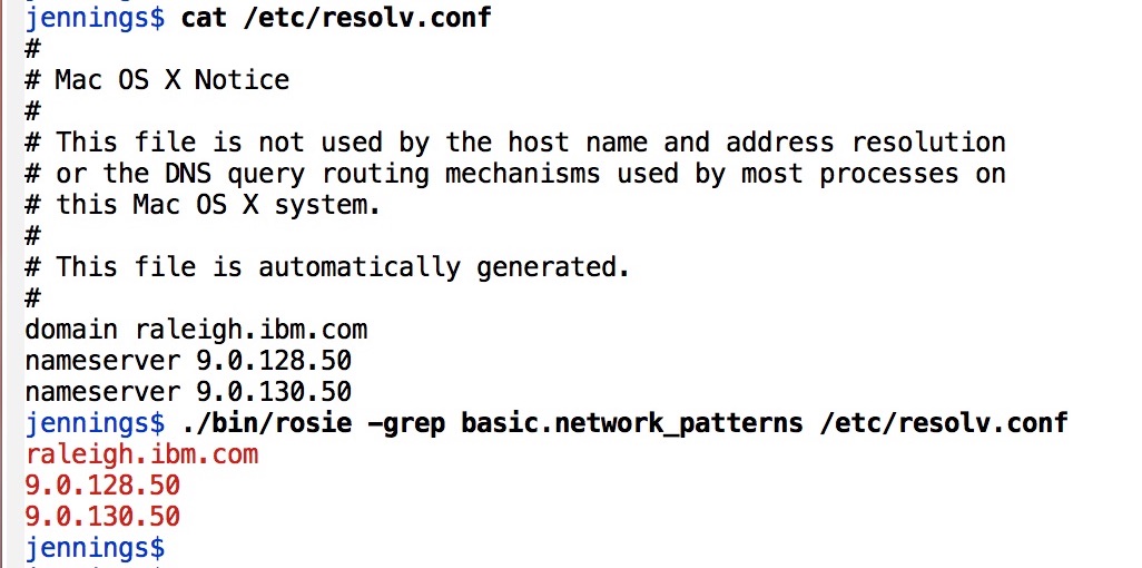 Image of command line use of the grep option