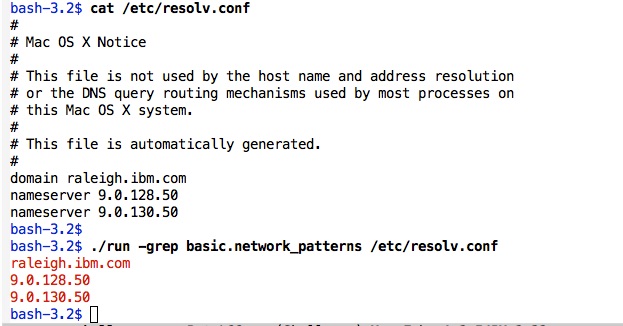 Image of command line use of the grep option