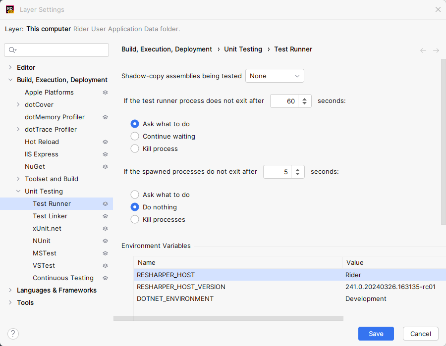 Disable R# orphaned processes detection