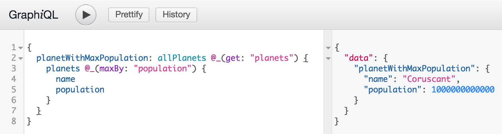 Find the planet with the biggest population