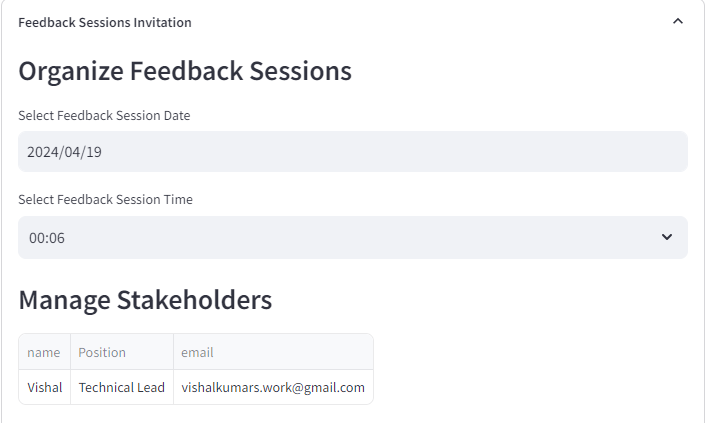 Feedback Session UI