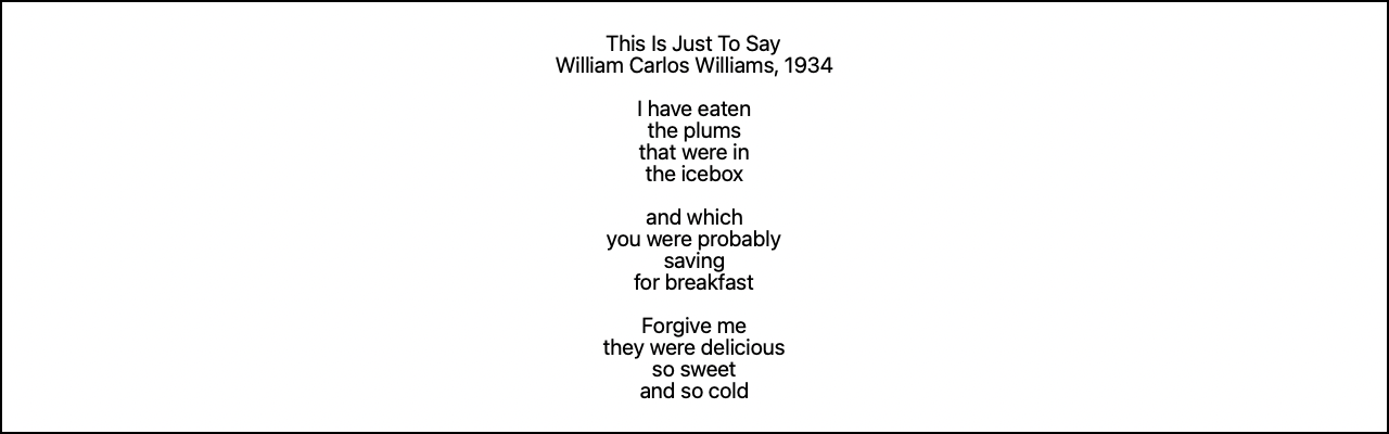 This Is Just To Say, by William Carlos Williams