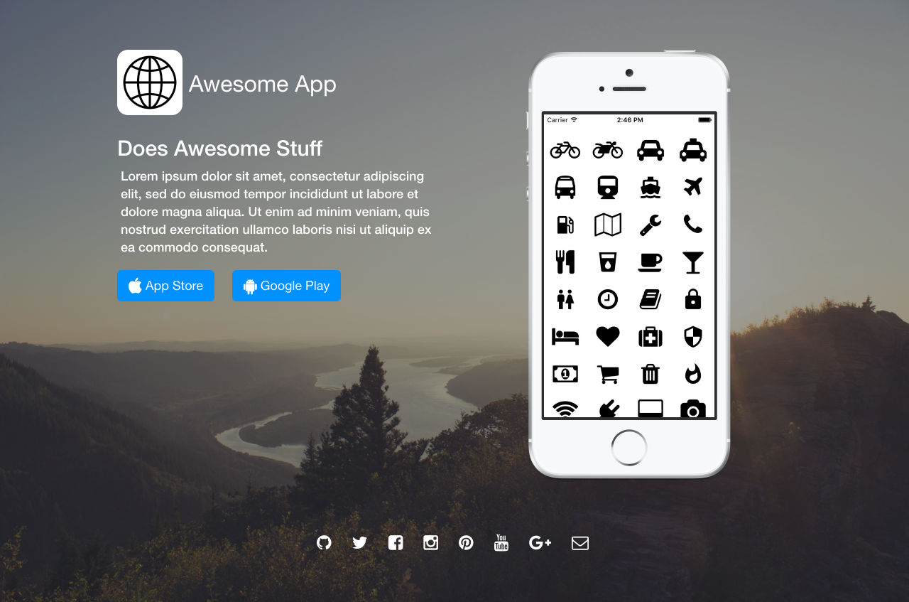 Awesome App Landing Page Theme Screenshot
