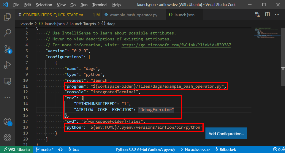 Add environment variable to Visual Studio Code Debug configuration