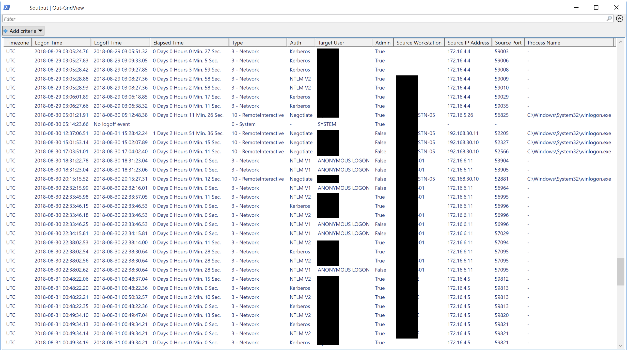 Logon Timeline GUI