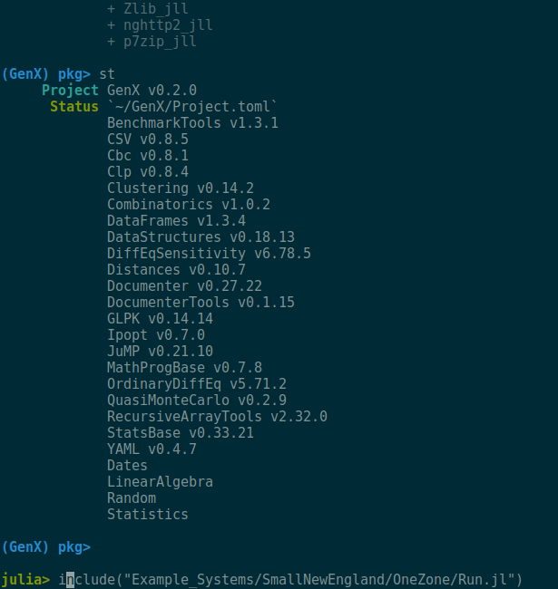 Creating the Julia environment and installing dependencies: Steps 6-8