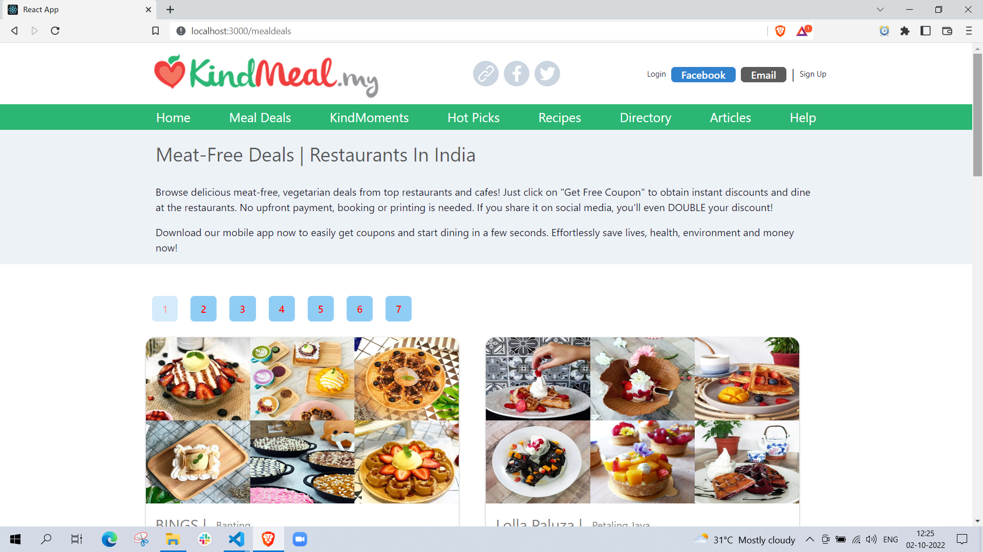 MealDeals Page