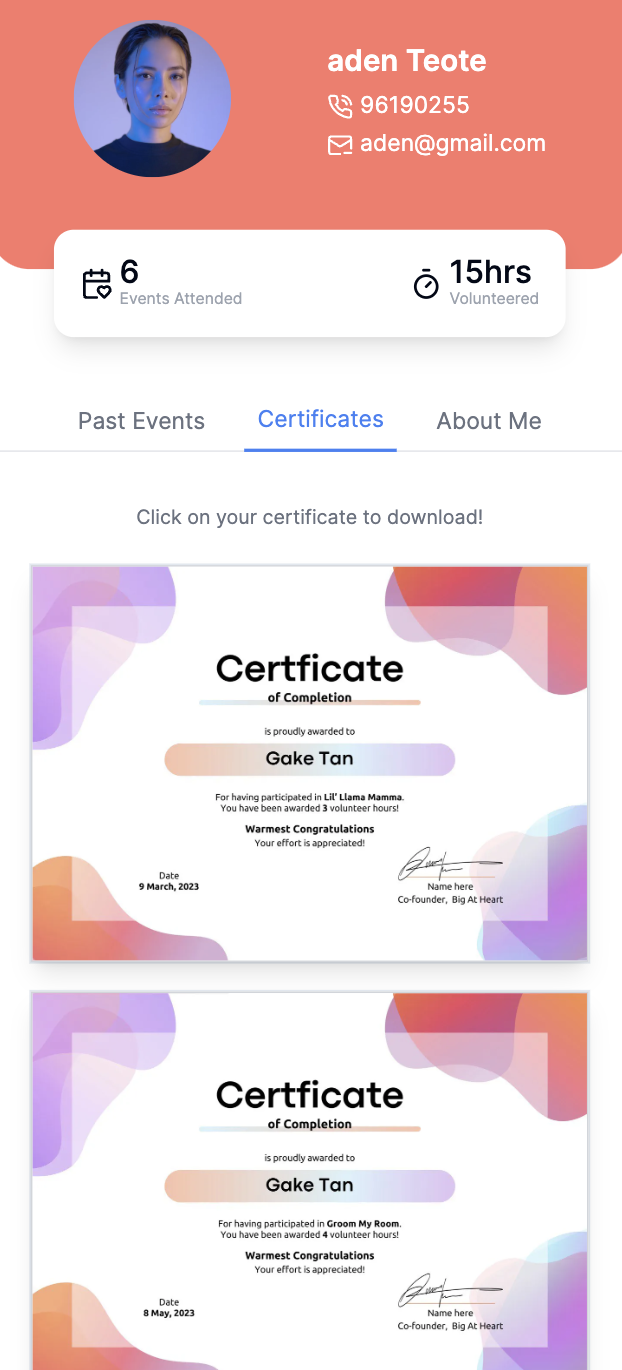 Certificates Screenshot