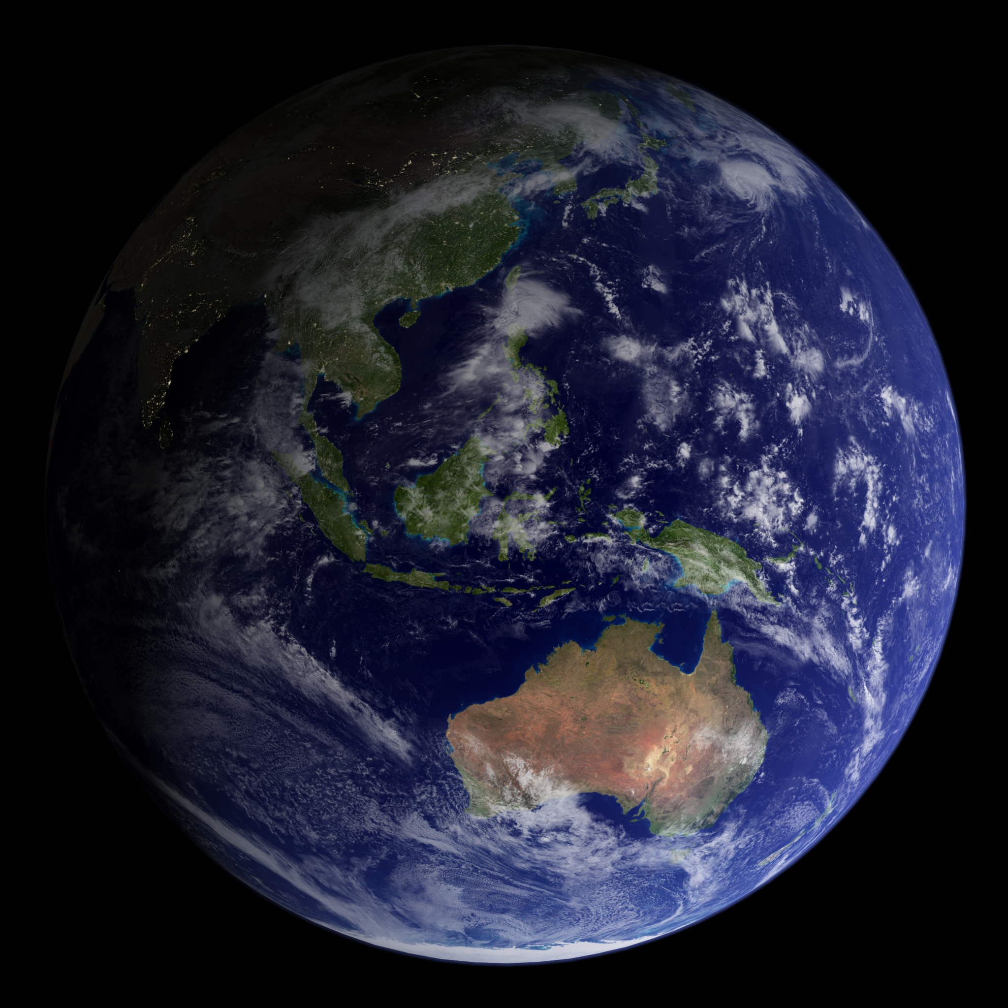 view of Earth from space, centered on Australia