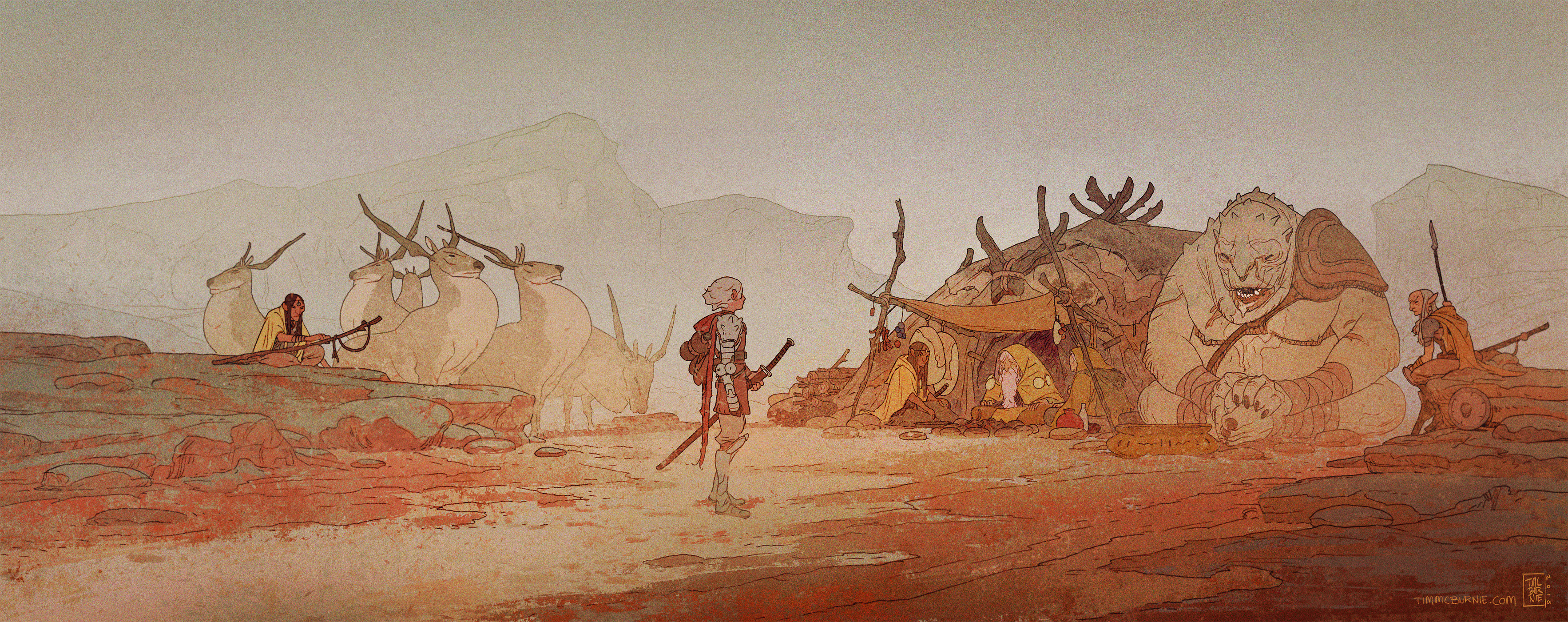 a_cartoon_of_a_man_standing_in_a_desert