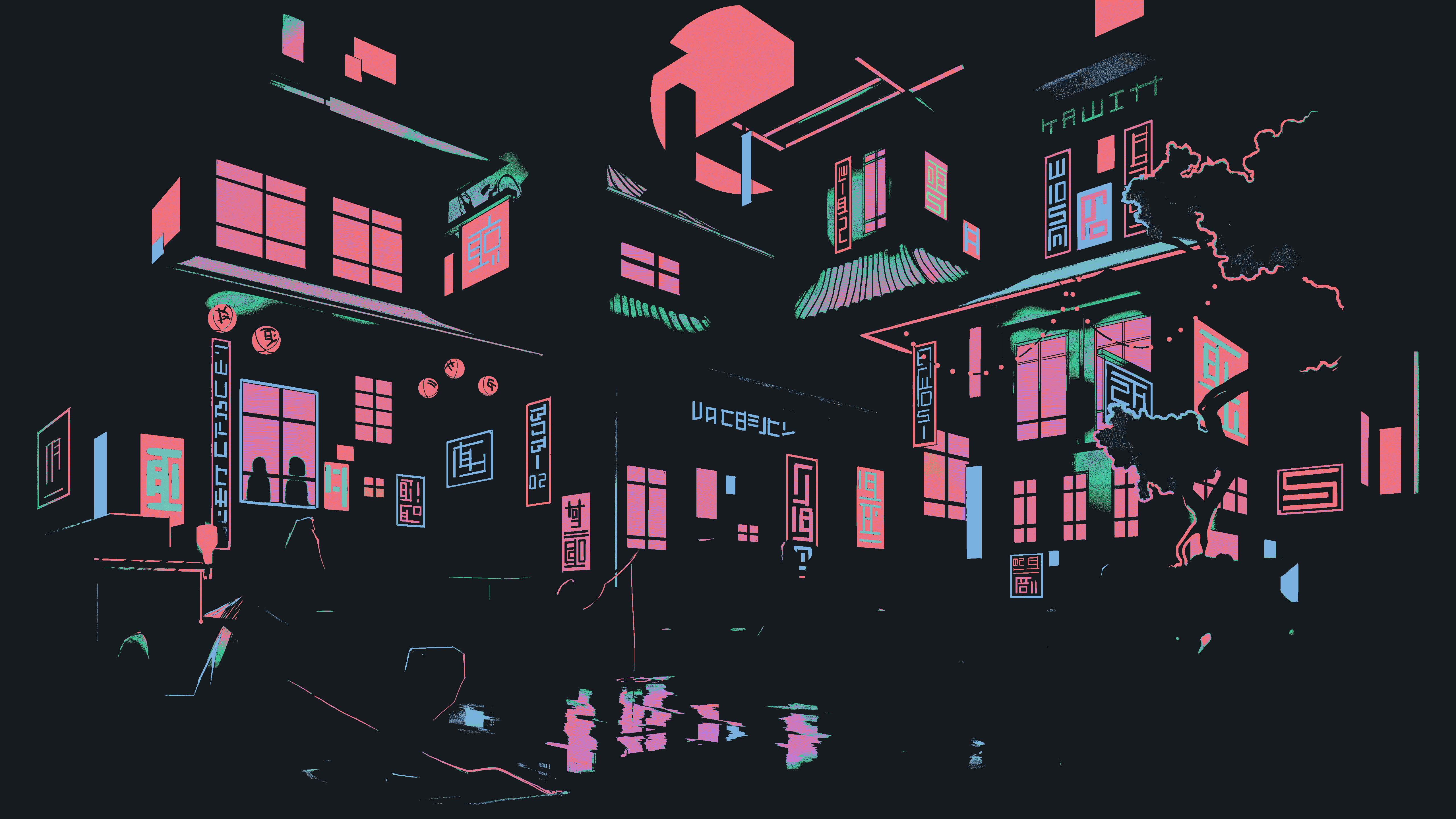 a_group_of_buildings_with_neon_lights