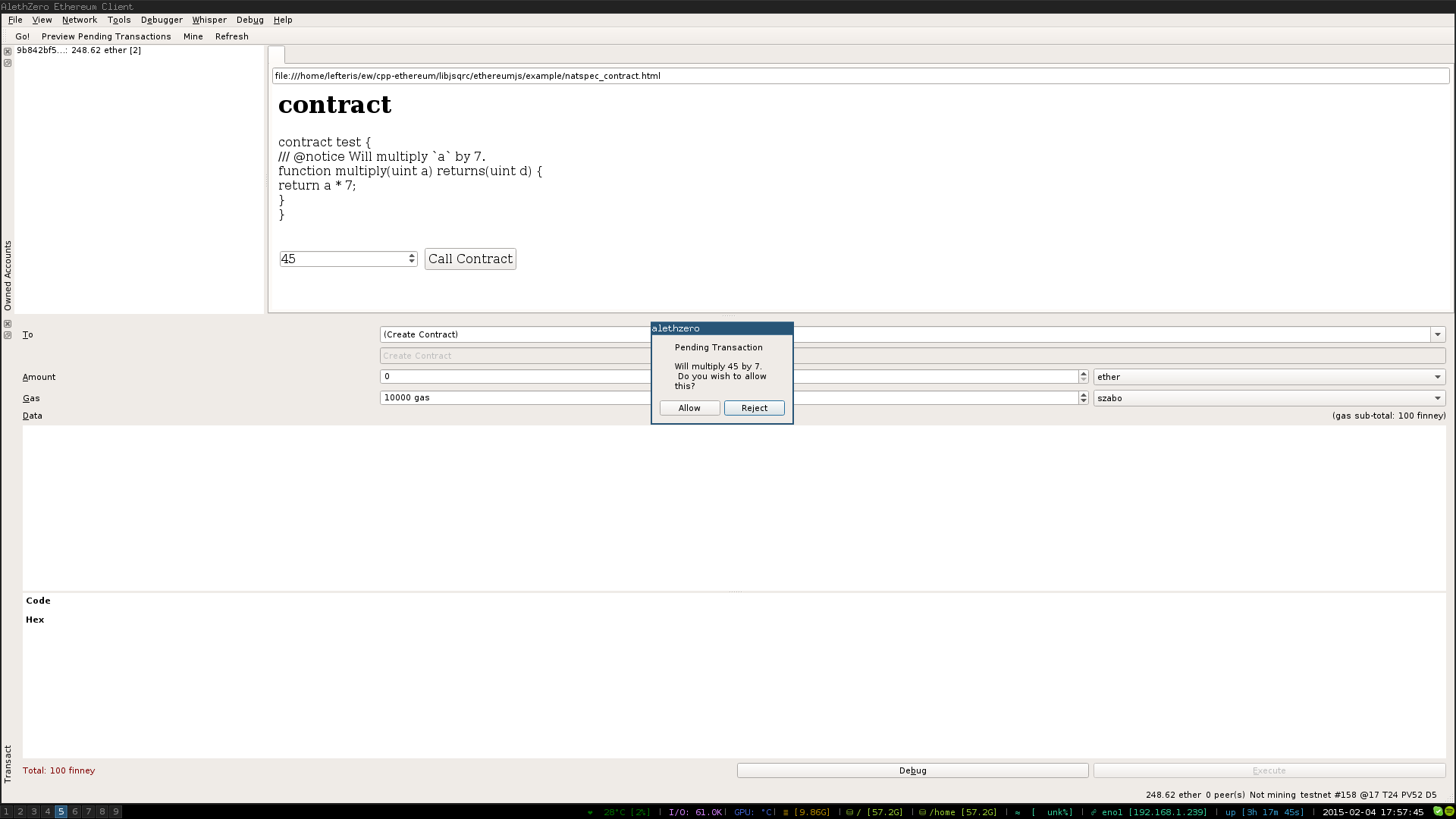 Authenticating natspec