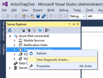 Open the Visual Studio Diagnostics Events Viewer