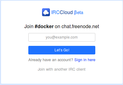 IRCCloud Register screen