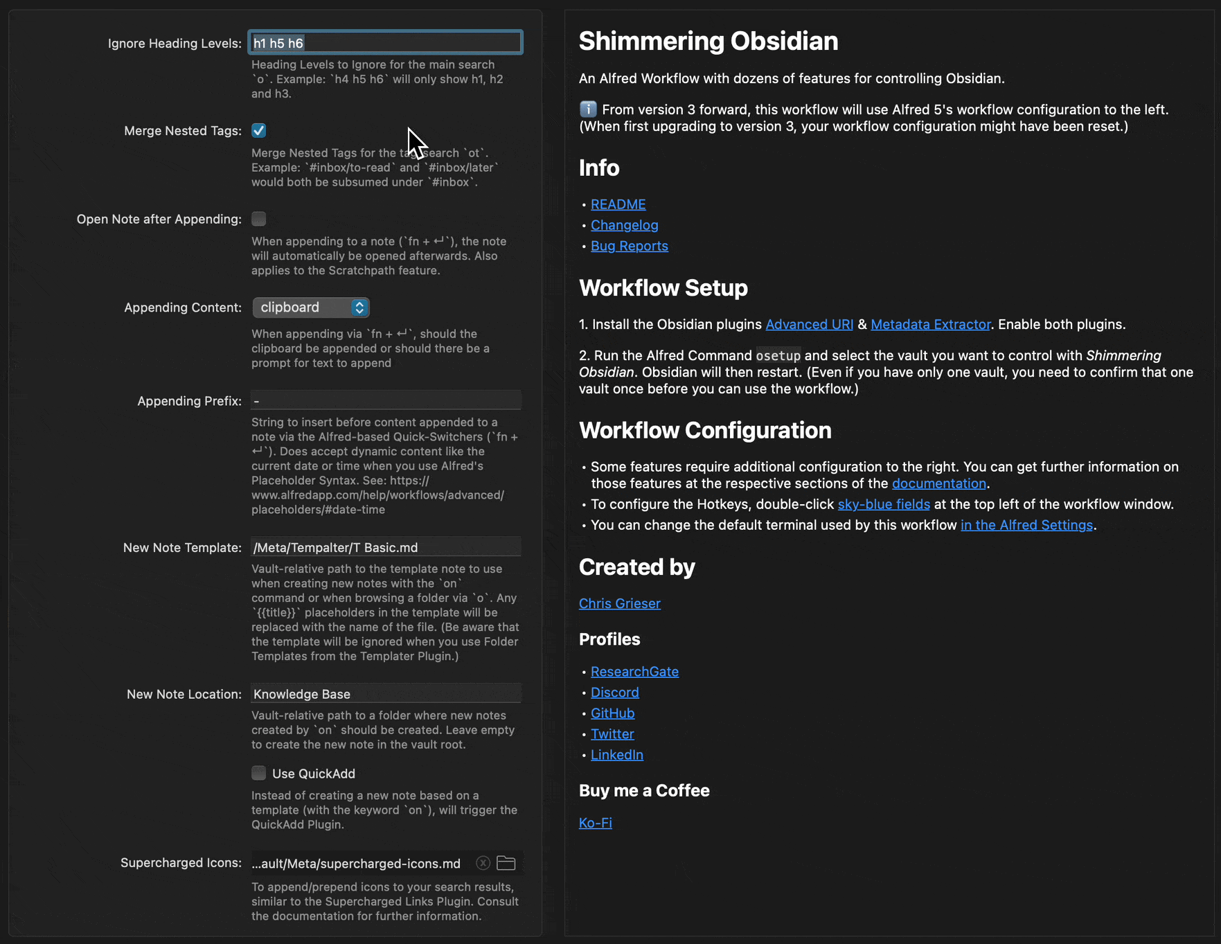 workflow settings