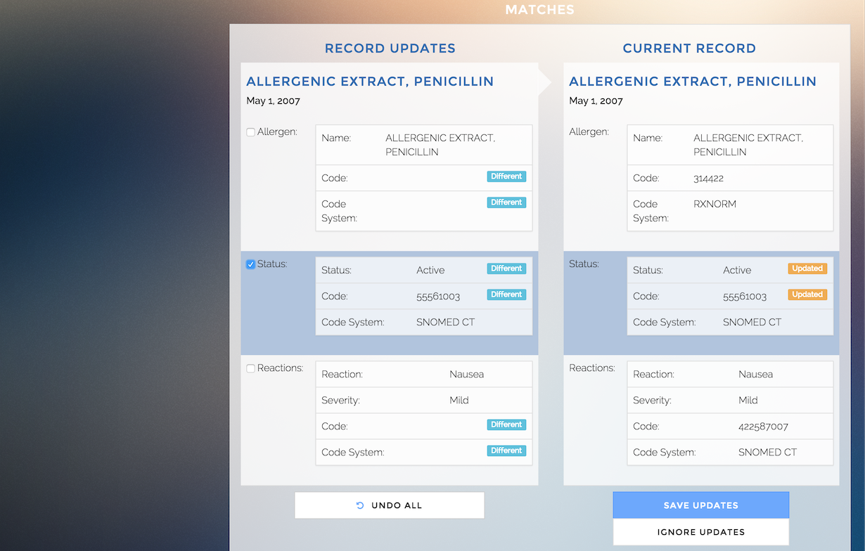 Reconciliation Interface