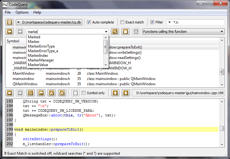 CodeQuery screenshot