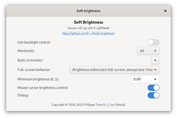 Soft Brightness Plus preference panel