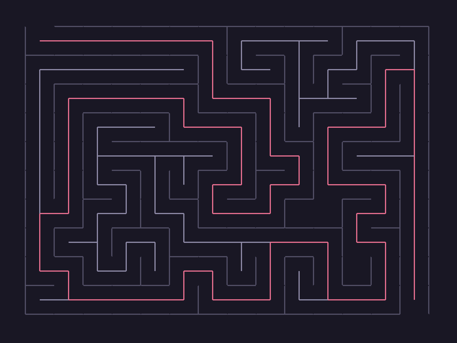 A screenshot of a solved maze