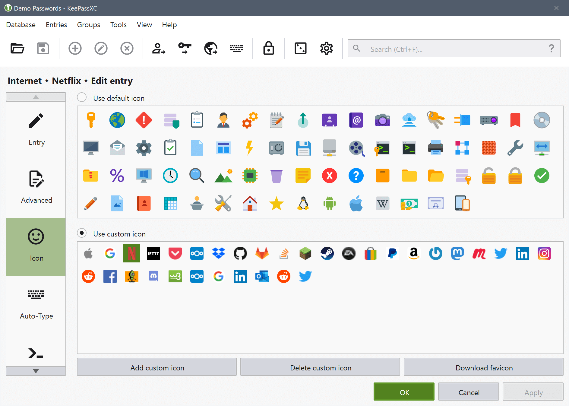 edit entry icons