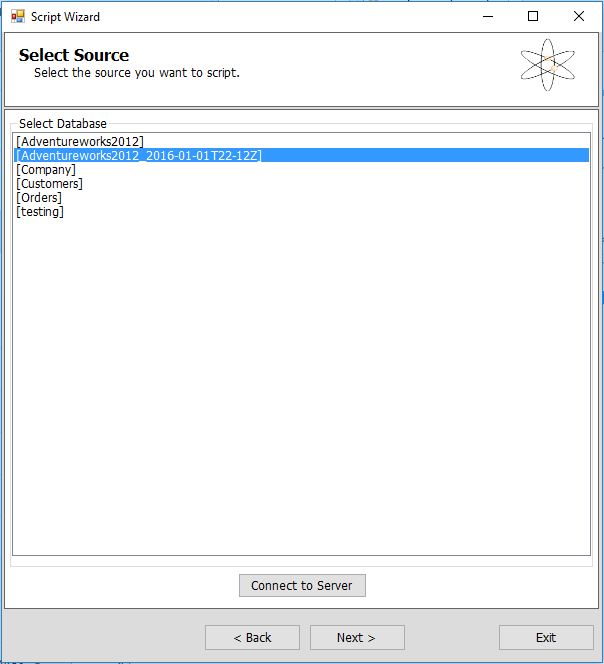 SQL Database Migration wizard - Select Source - step 2