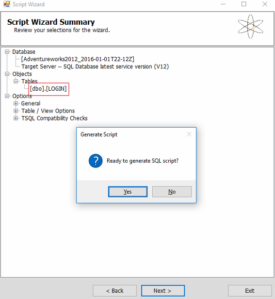 SQL Database Migration wizard - Script Wizard Summary