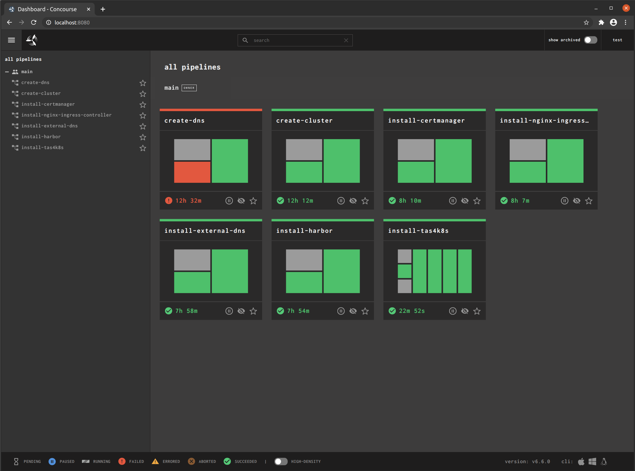 Concourse pipelines screenshot