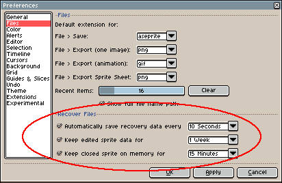 Data Recovery Preferences