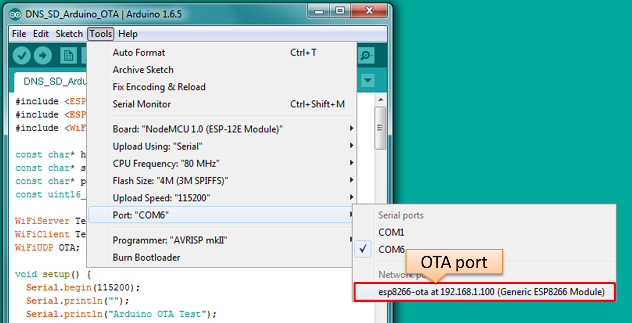 selection of OTA port