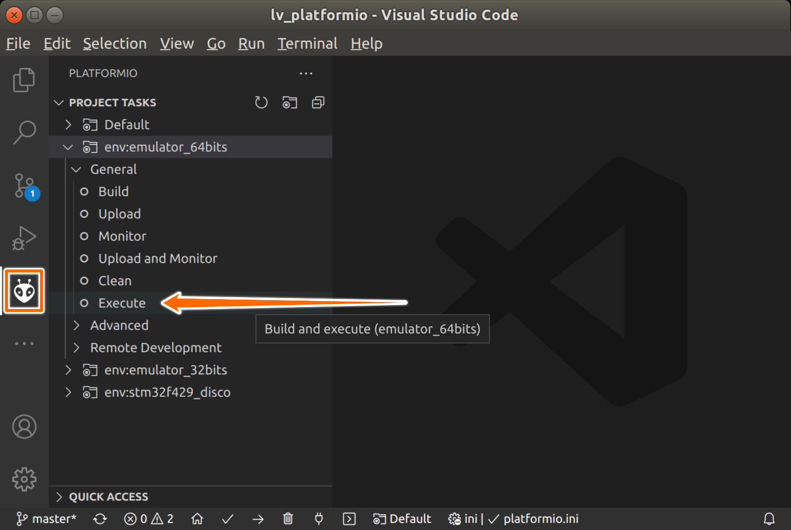 screenshot showing how to execute code