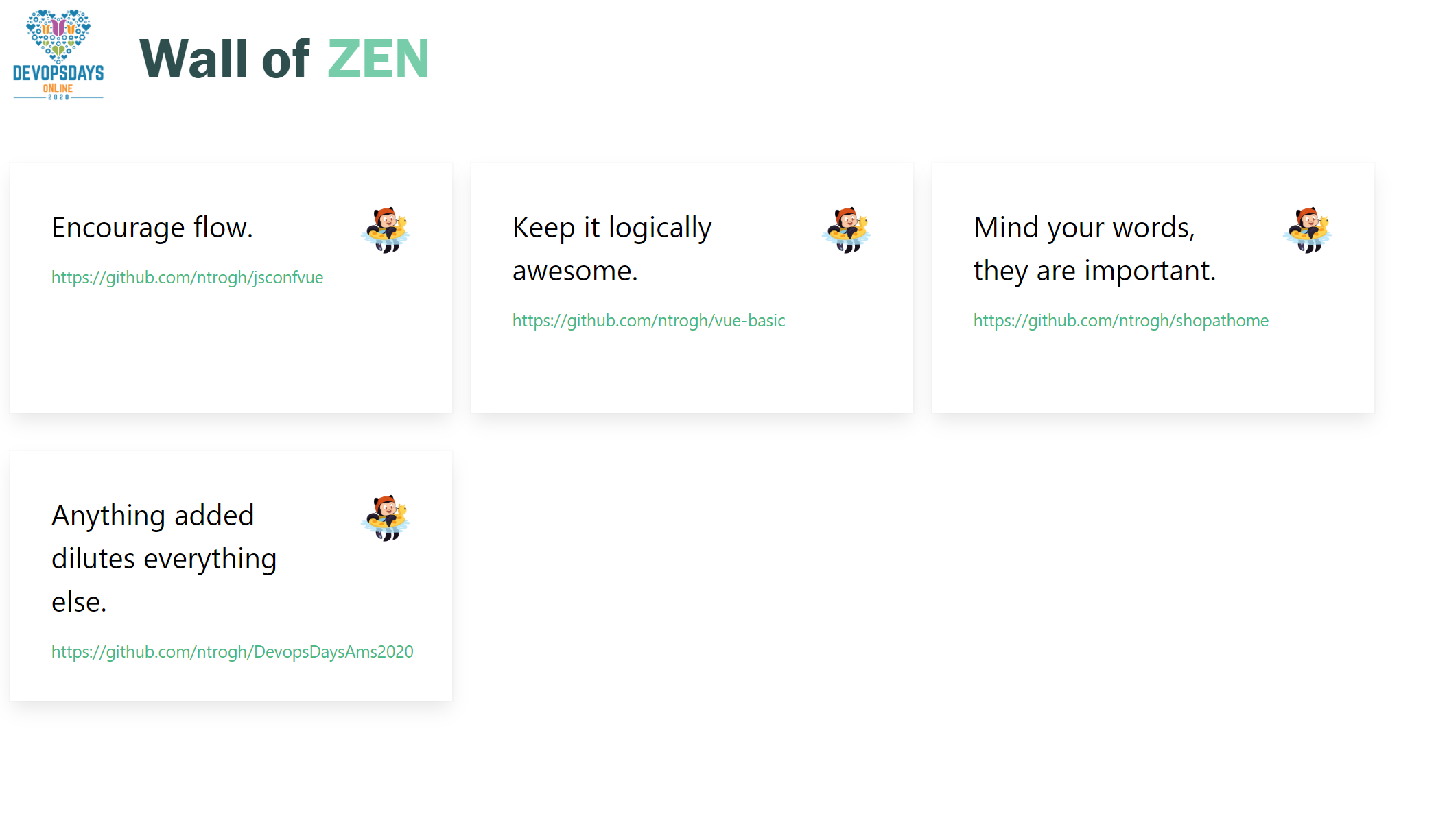 Wall of Zen web page