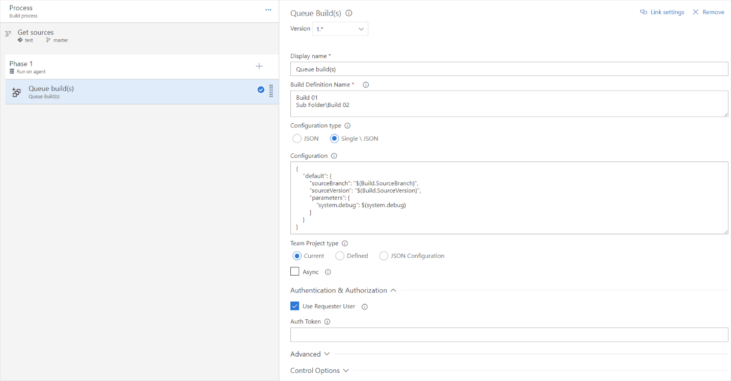 Single build configuration