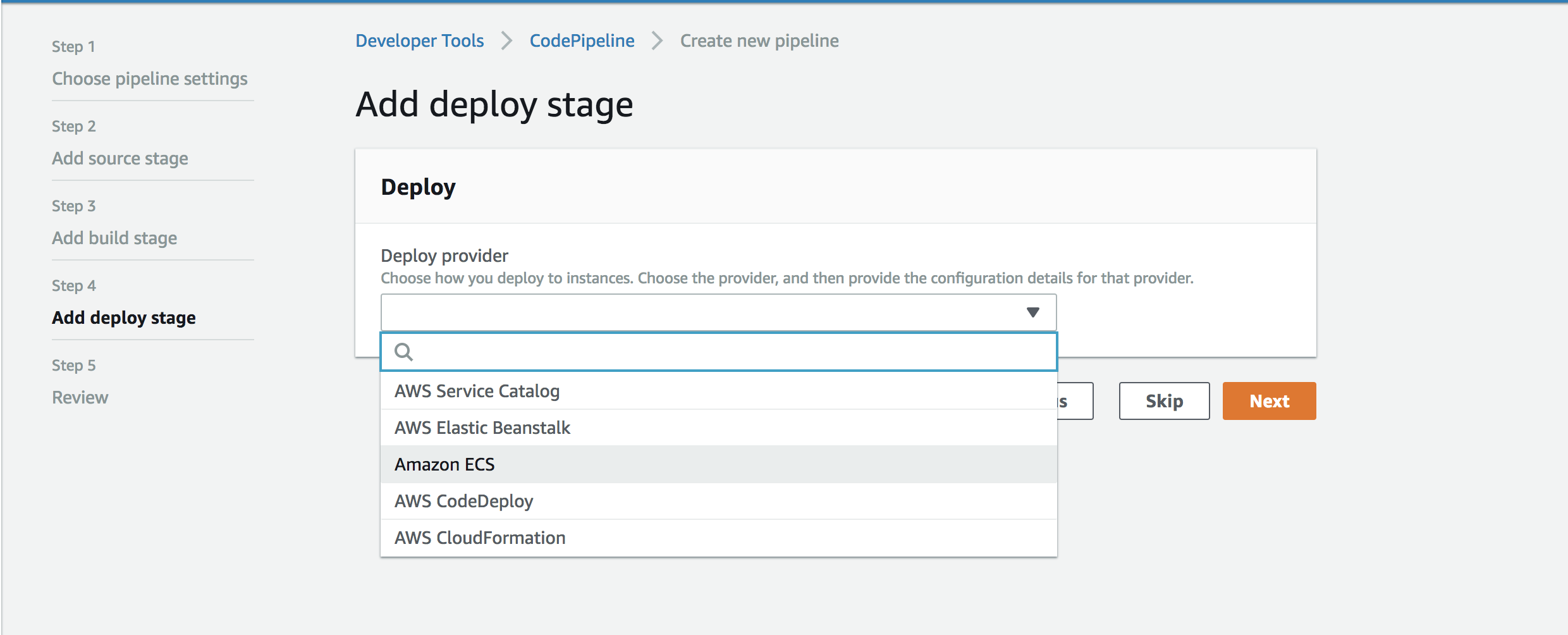 CodePipeline Deploy Stage