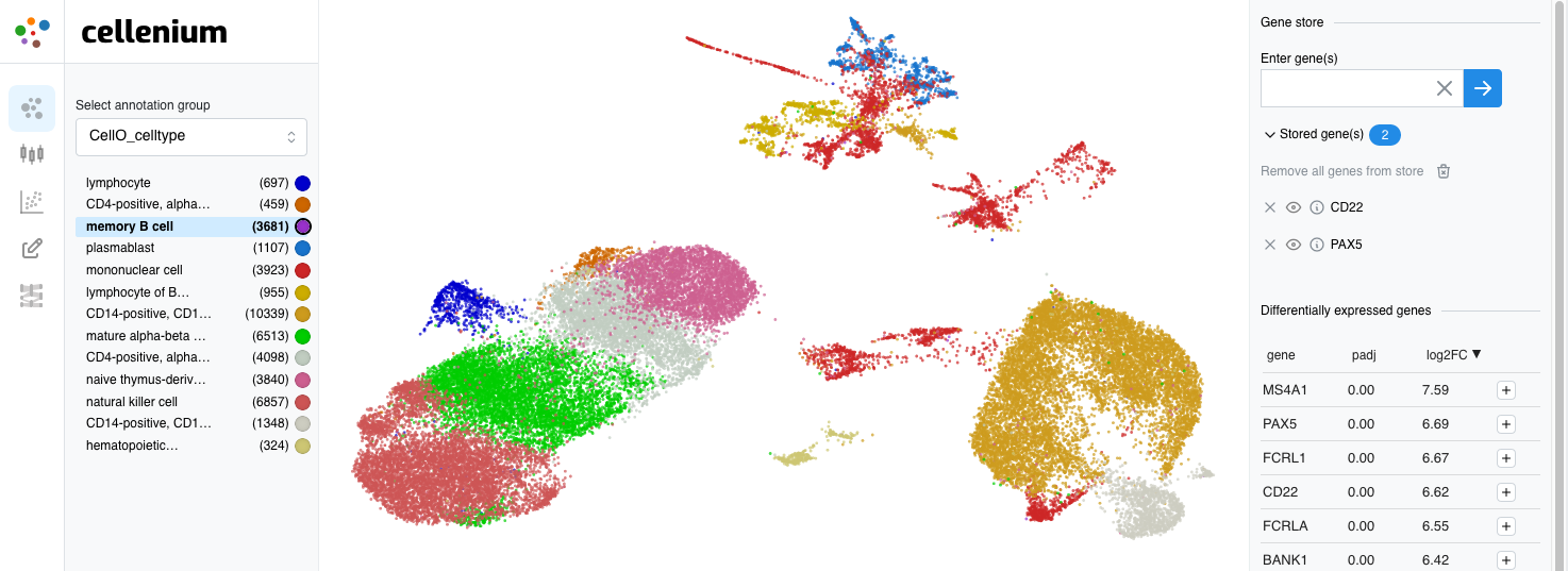 UMAP projection cell type plot of the public study example blood_covid.ipynb