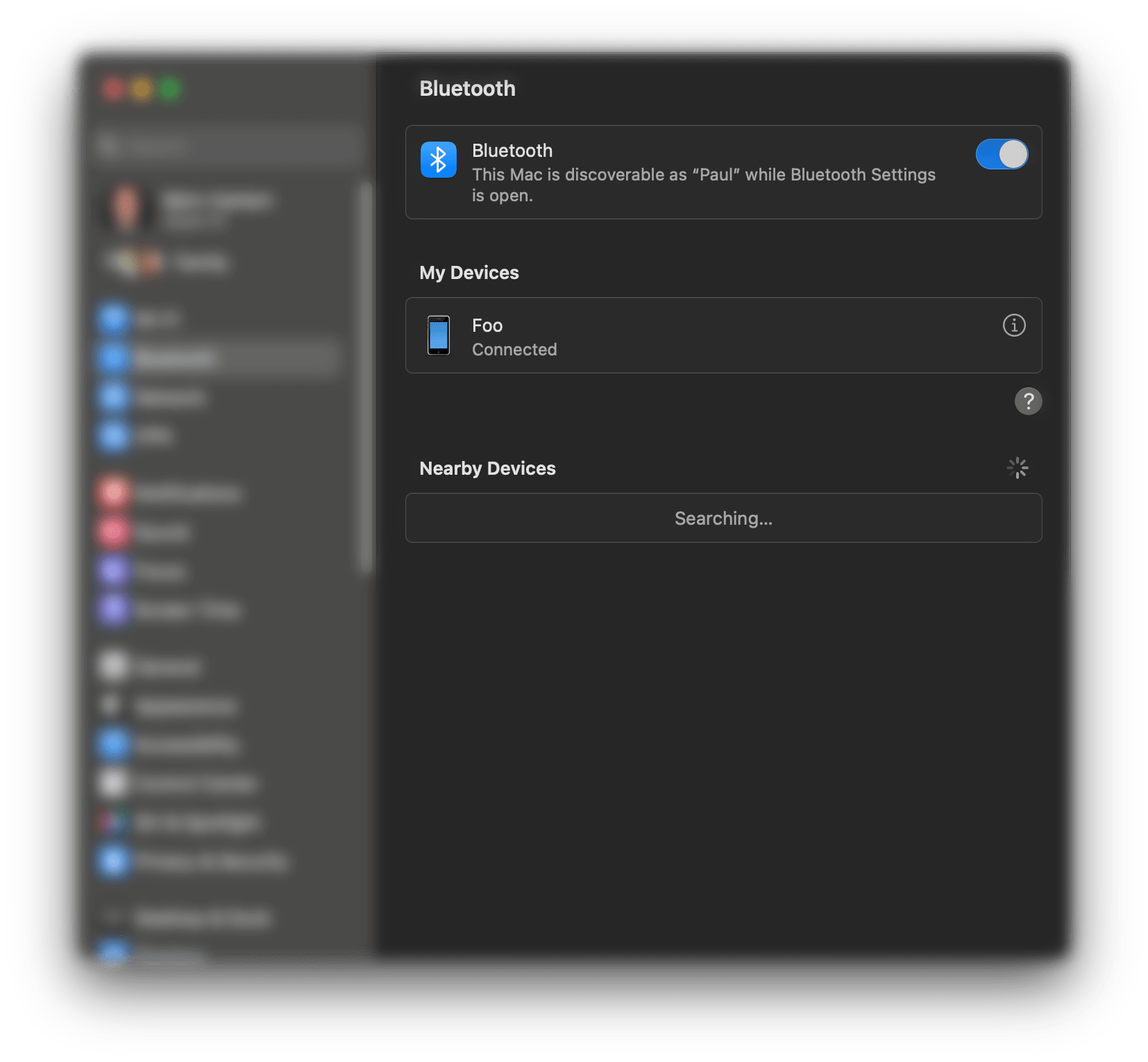 connected with Mac via Bluetooth PAN