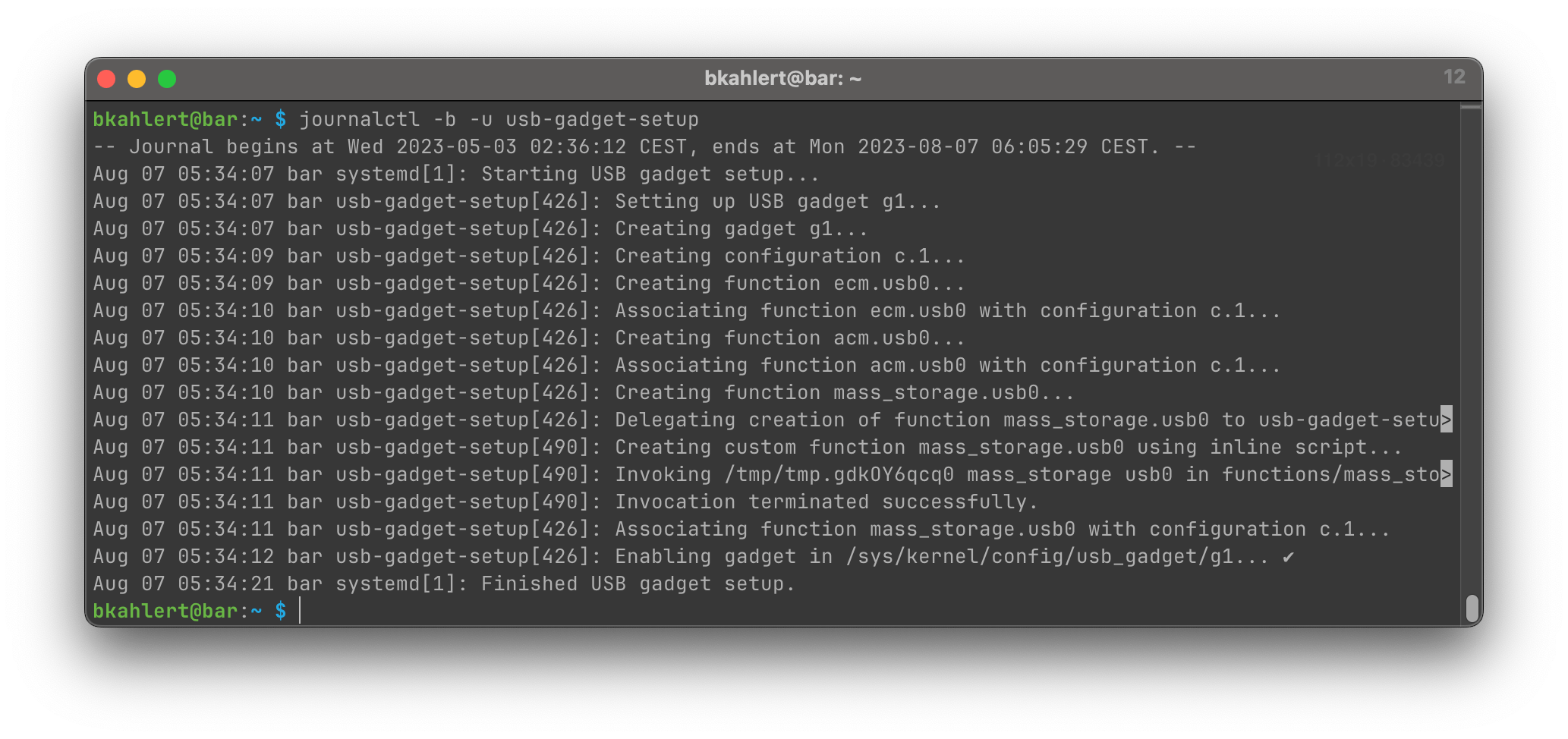 usb gadget log