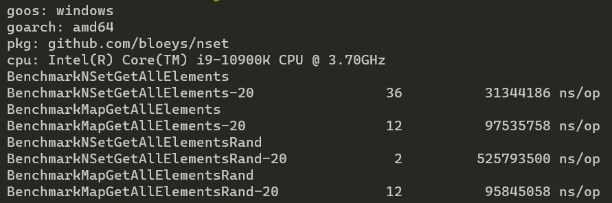 Benchmarking GetAllElements with 10,000,000 elements