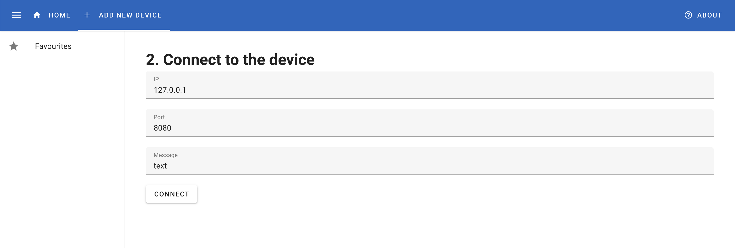 Device conncetion page