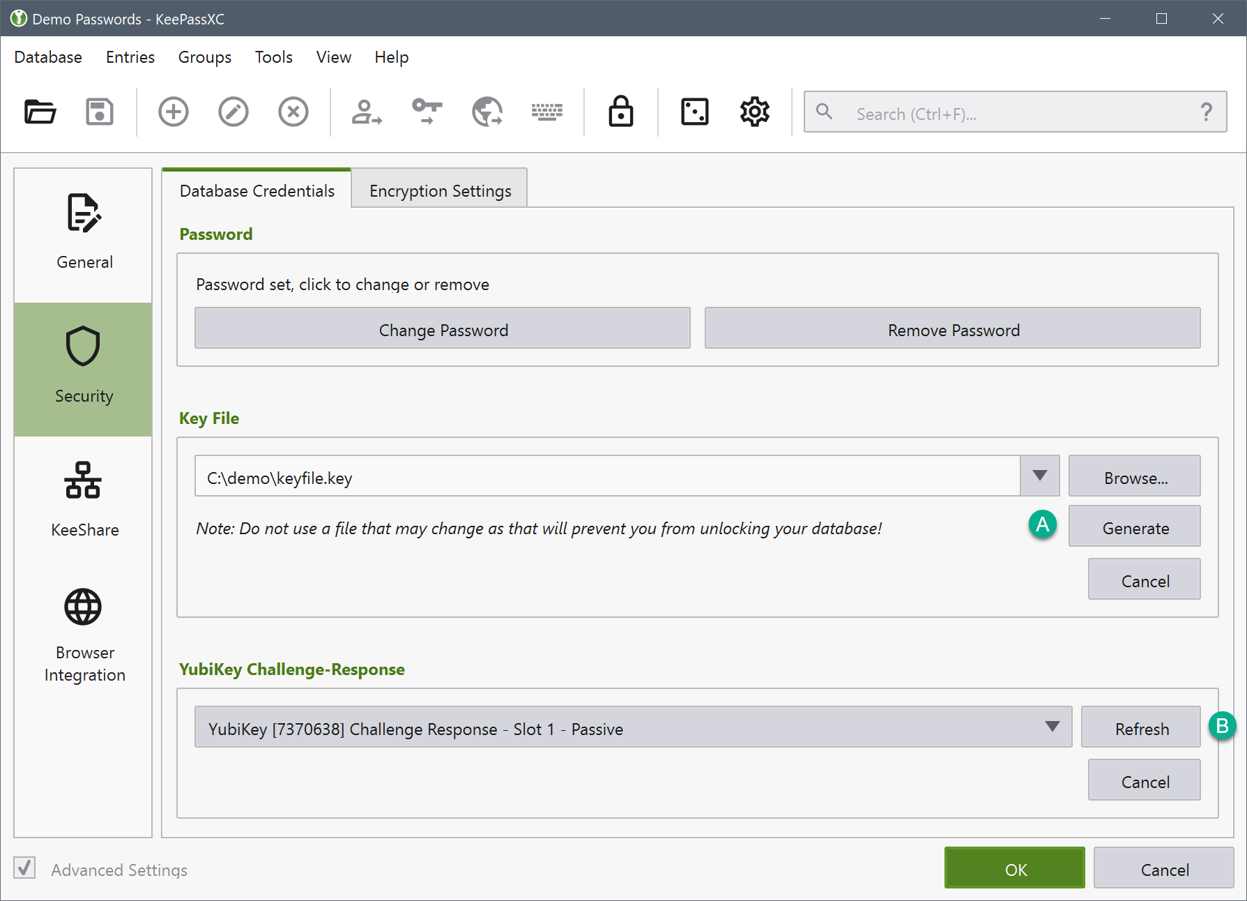 database security credentials