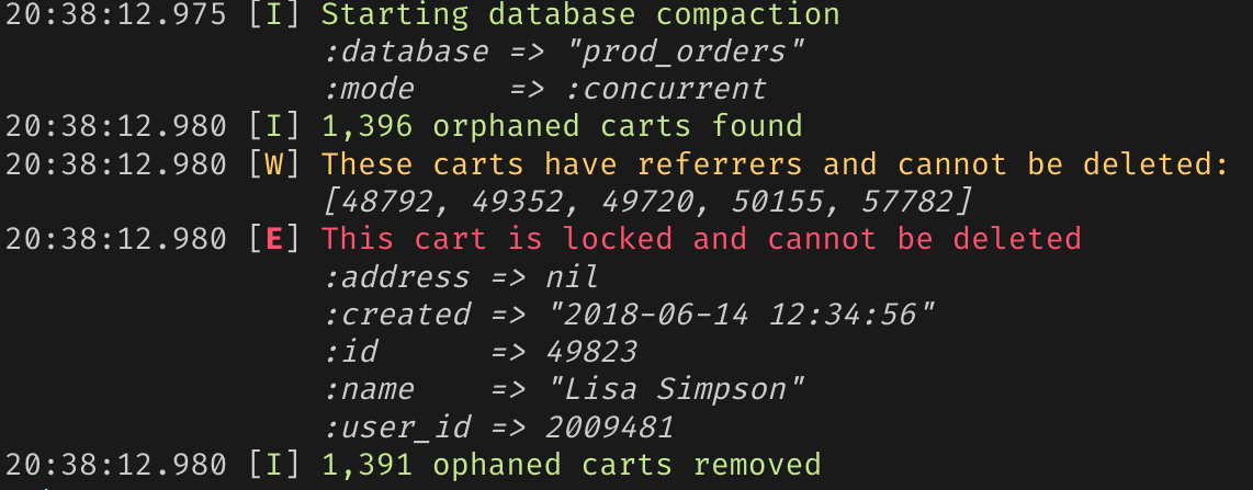 Example of Bunyan console output