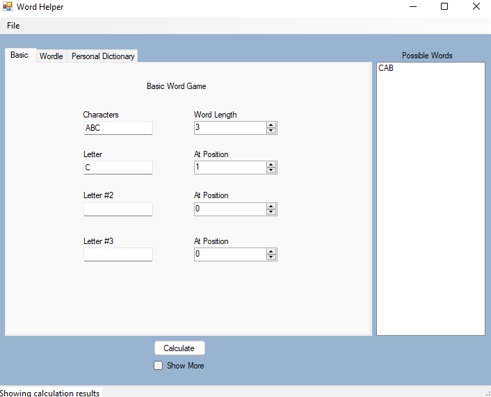 Basic Word Game Tab