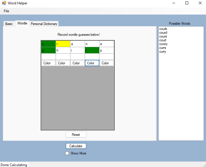 Wordle Calculator Tab
