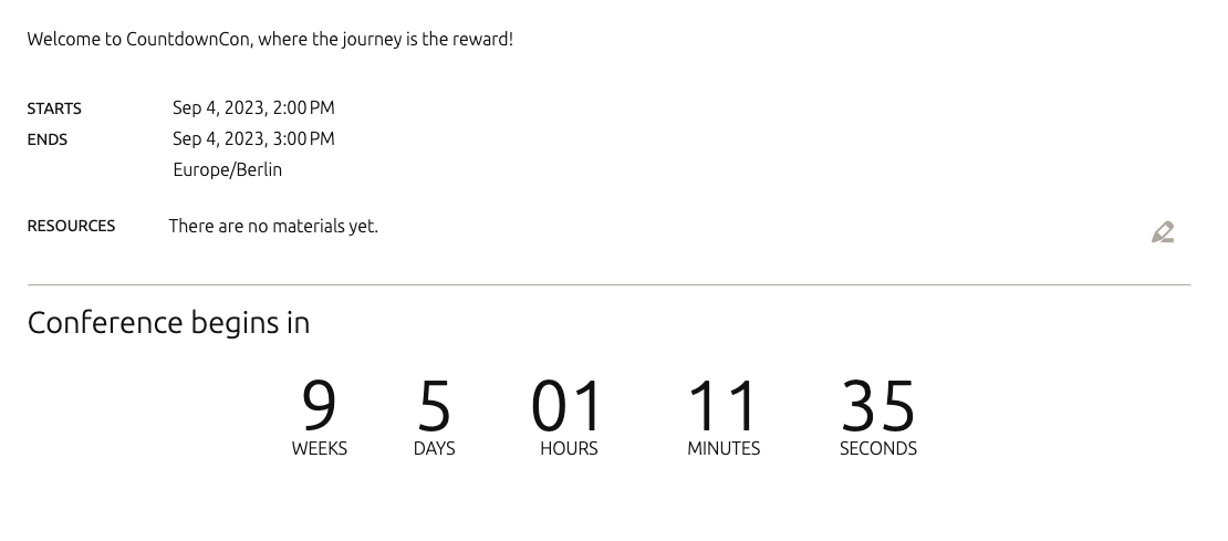 Image of the countdown timer on the main conference page