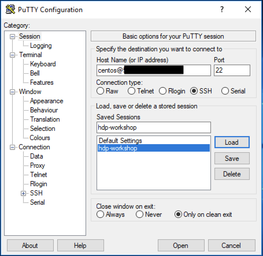 Image of Putty ssh