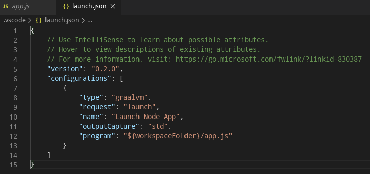 Image Debug Configuration for Node.js