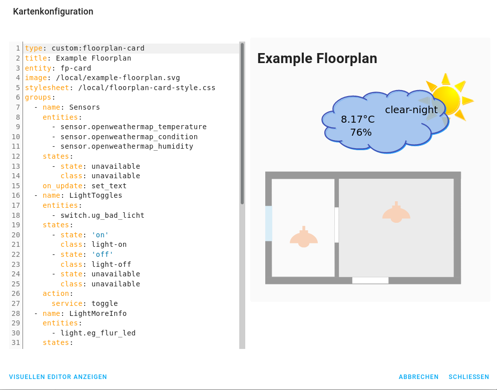 Adding a floorplan card to a dashboard